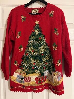 Vintage Tiara International Christmas Tree Sweater - Size M